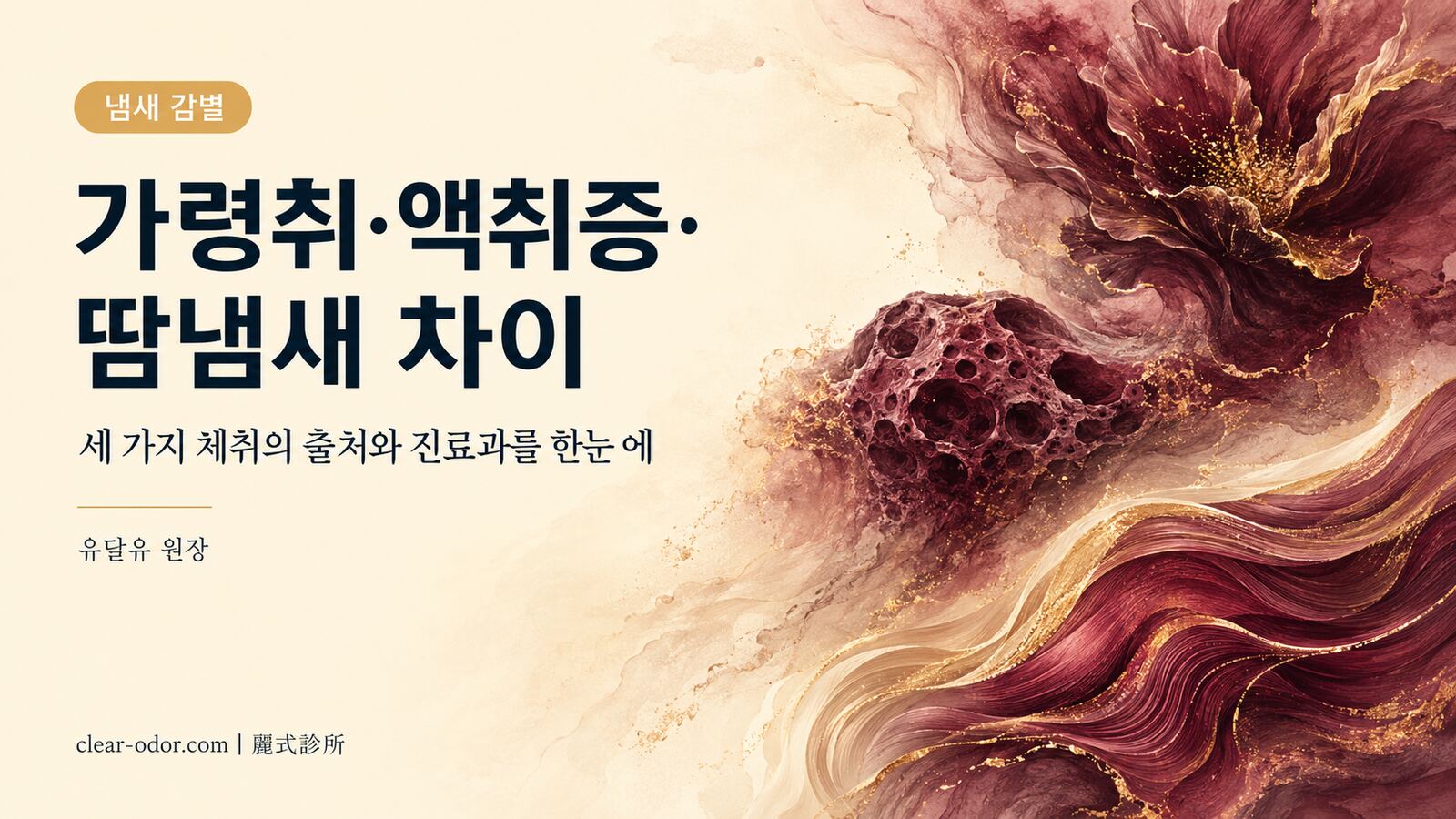 가령취와 액취증은 어디가 다를까? 유달유 원장이 풀어주는 '노인 냄새' '땀 냄새' '액취증' 세 가지 냄새의 출처와 구분법