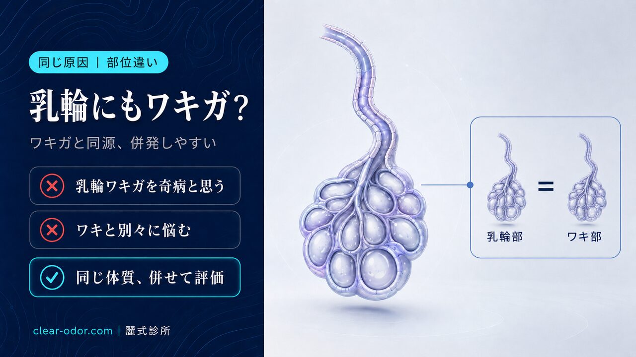 乳輪ワキガ(チチガ)とワキガは同じ?原因・なりやすい人・併発するか
