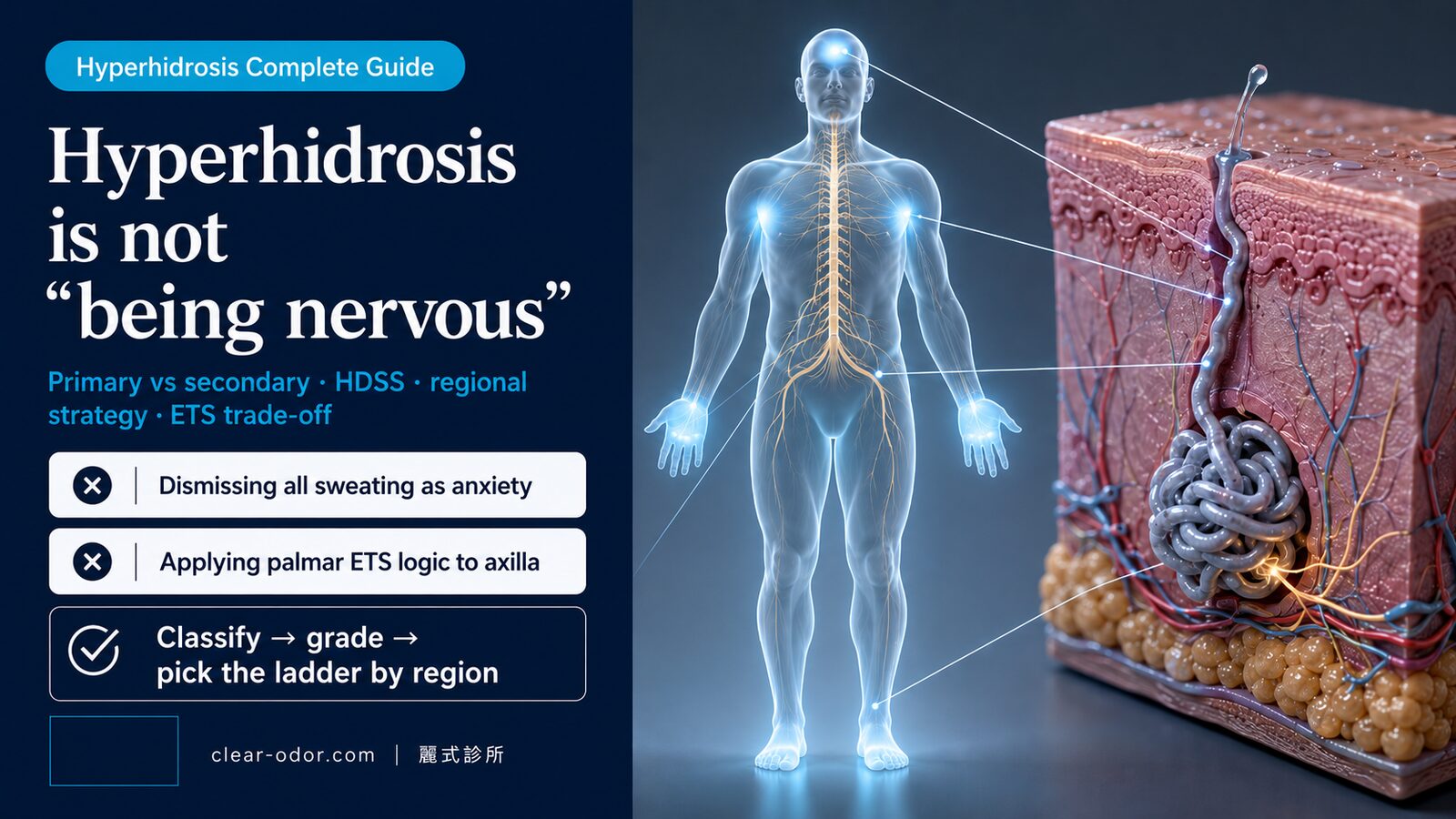 Hyperhidrosis Complete Guide: Primary vs Secondary, HDSS Grading, Treatment Ladder, and the ETS Trade-off (by Dr. Ta-Ju Liu)