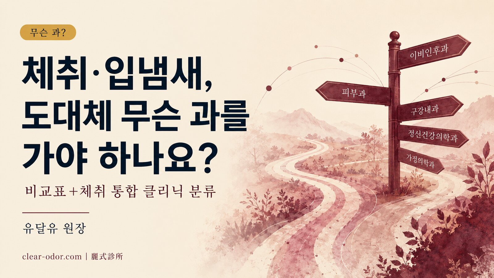 체취·입냄새, 도대체 무슨 과를 가야 하나요? 유달유 원장이 말하는 '체취 통합 클리닉'과 치과·피부과·이비인후과·소화기내과·내분비대사내과의 구분법