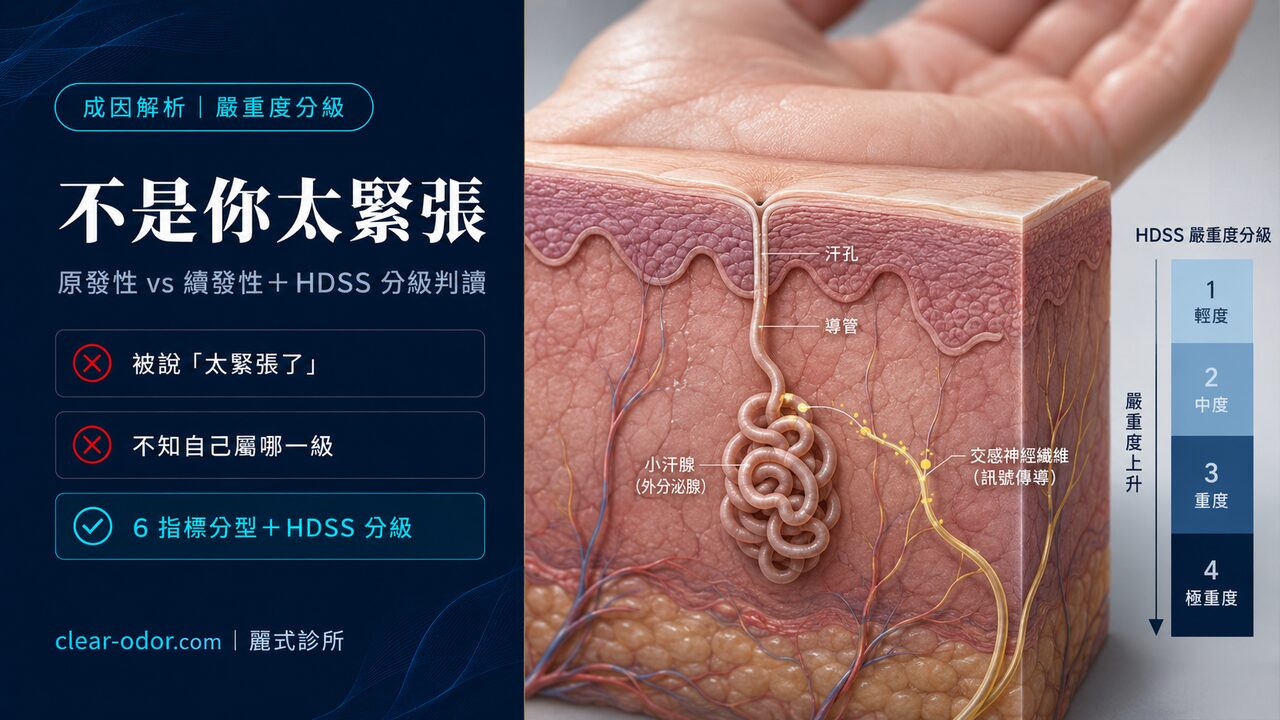 手汗症為什麼會發生?原發性與續發性成因+輕中重度自我分級