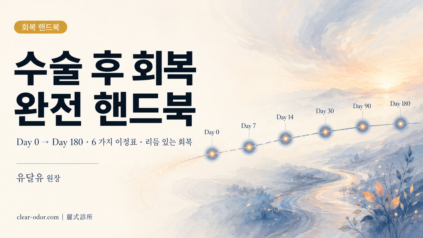 한선 수술 후 회복 완전 핸드북: 유달유 원장이 4 단계 모델로 정리하는 Day 0–180 타임라인, 상처 케어, 활동 제한, 적신호
