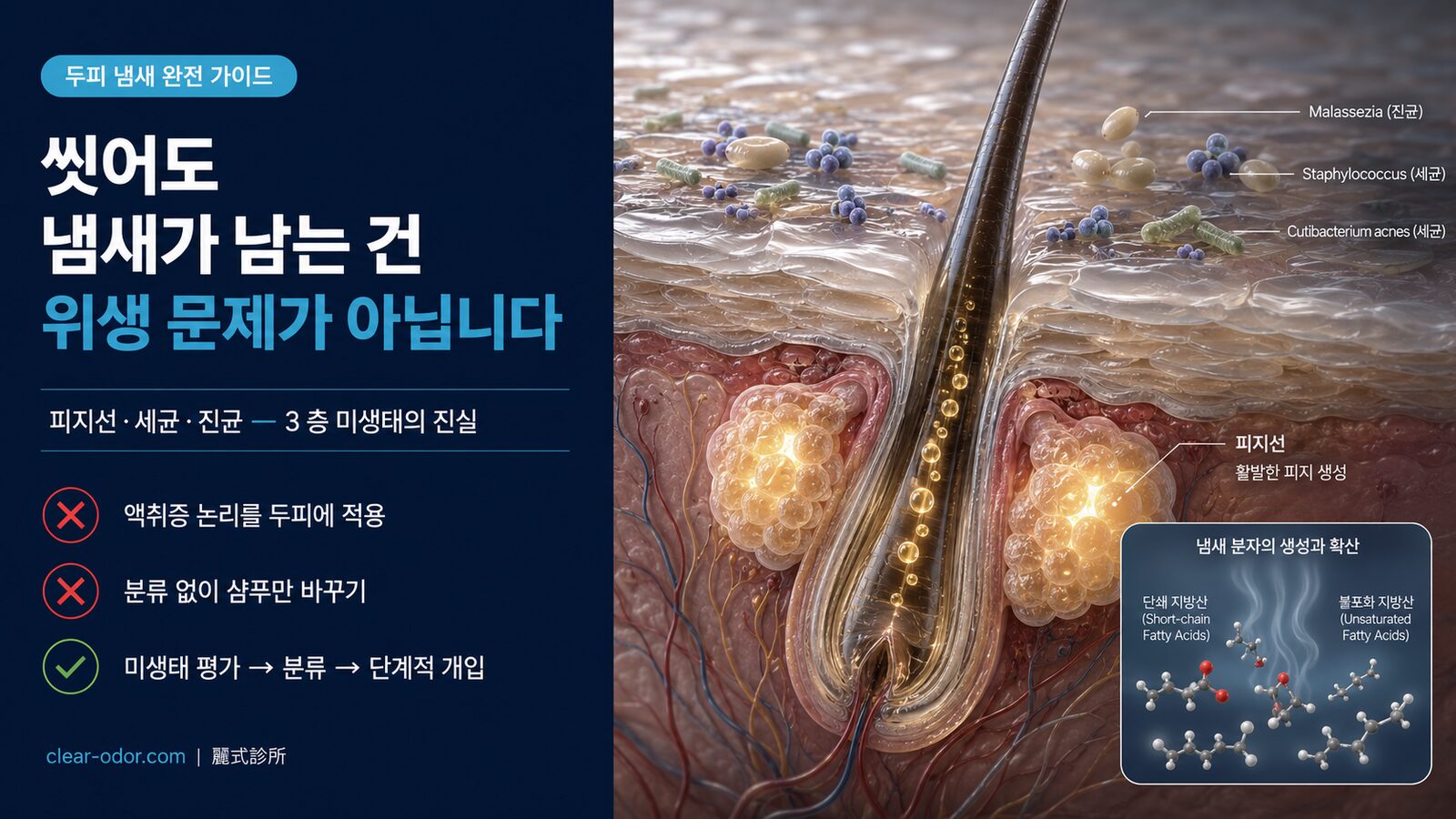 두피 냄새 완전 가이드: 유달유 원장이 분석하는 '감아도 왜 냄새가 나는가'의 미생태 진실과 통합 처리 방안
