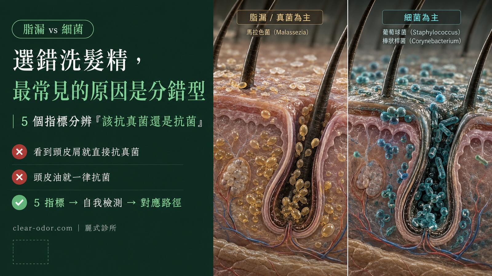 脂漏性 vs 細菌性頭皮異味:劉達儒醫師教你 5 個指標分辨「該抗真菌還是抗菌」