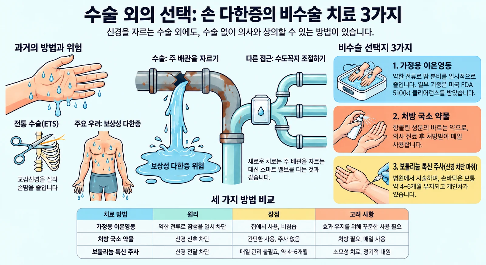수술 외 손 다한증 비수술 치료 3가지 비교