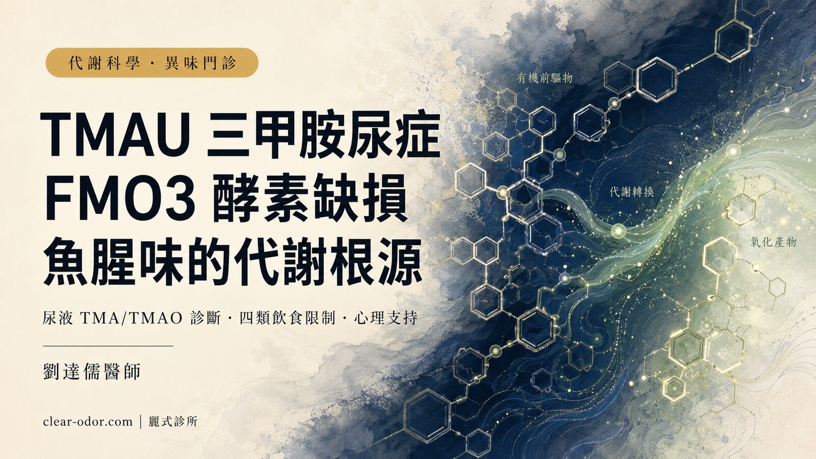 TMAU 三甲胺尿症深度解析:FMO3 基因缺損、尿液 TMA/TMAO 診斷流程、飲食管理與心理支持——劉達儒醫師