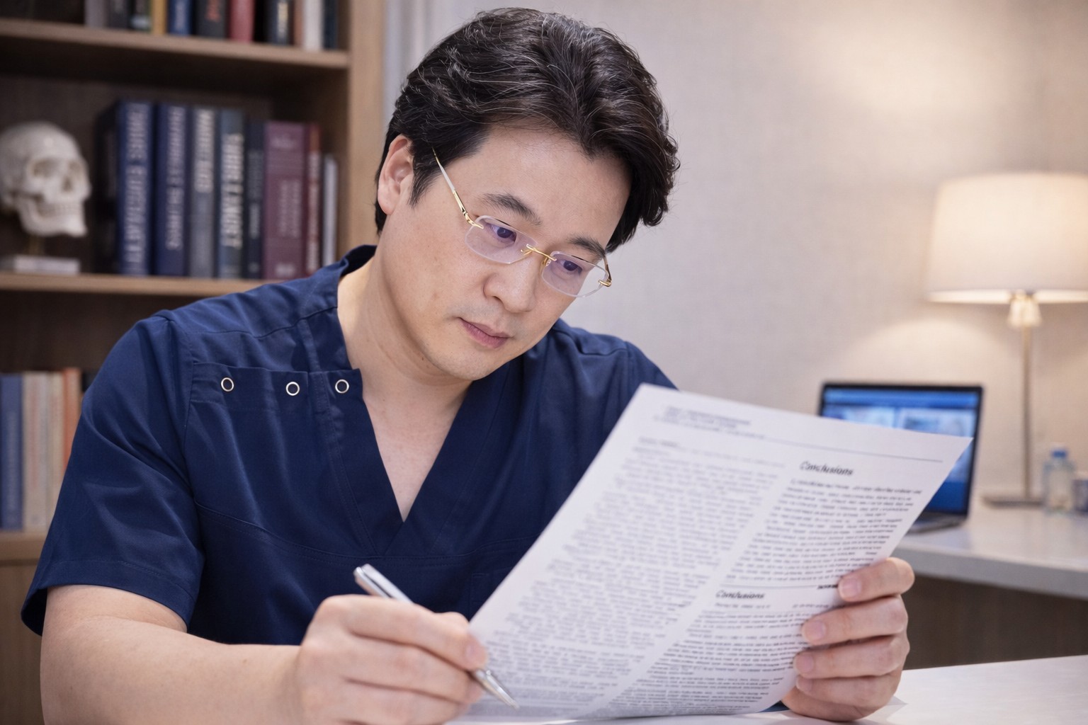 劉達儒医師が医学文献を閲覧